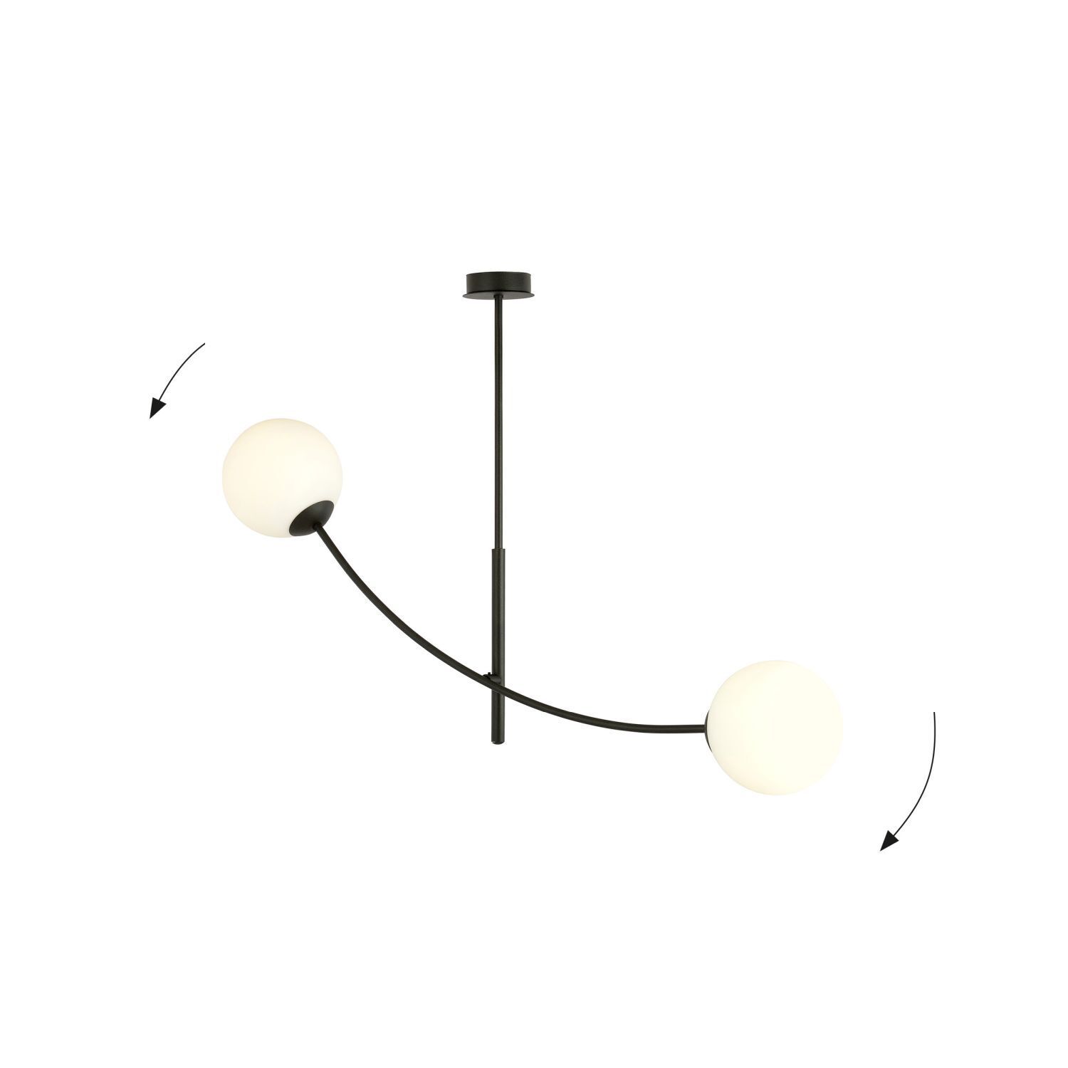Deckenlampe Glas Metall L: 83 cm schwenkbar Schwarz Weiß E14