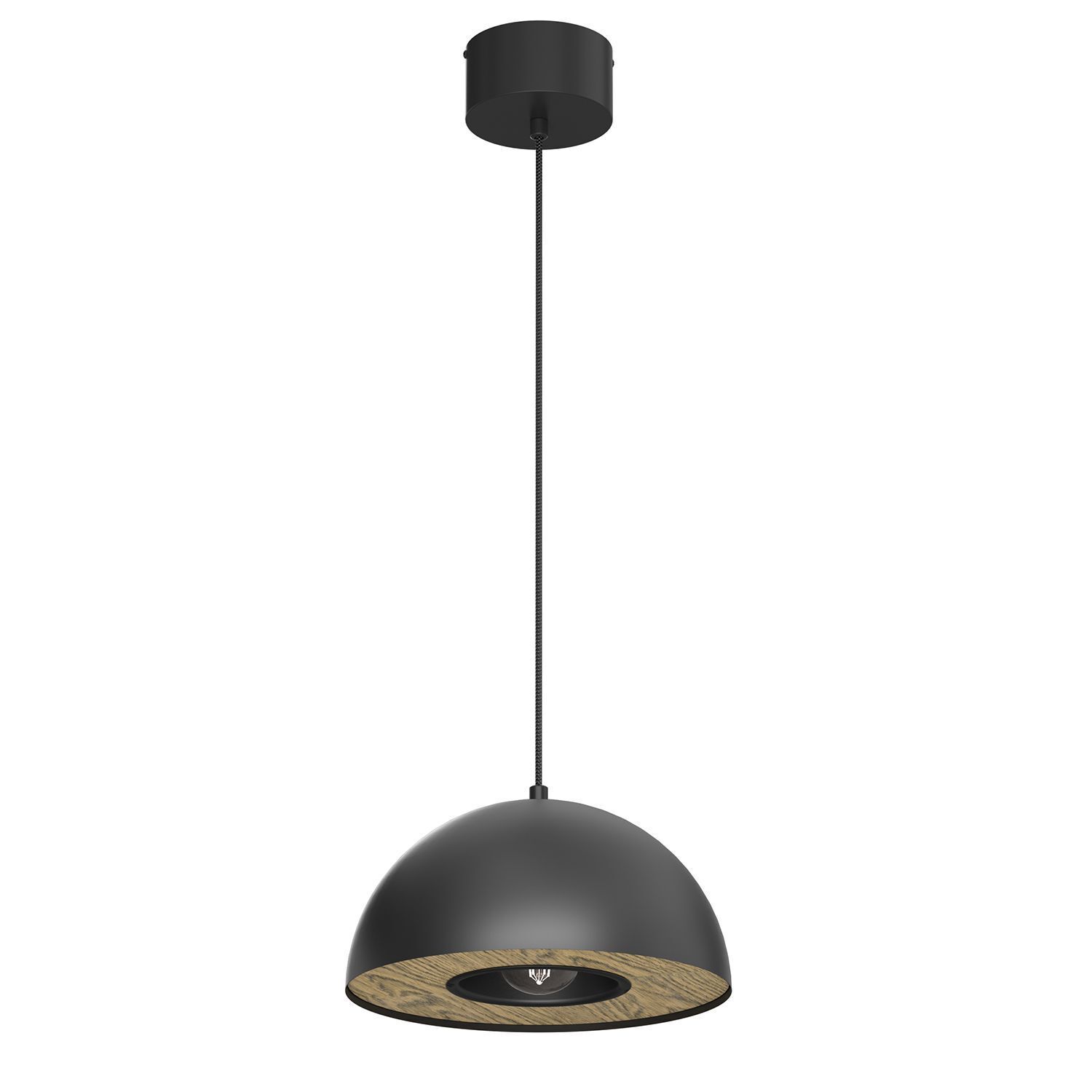 Runde Pendelleuchte Metall Schwarz Ø28 cm E27 Loft