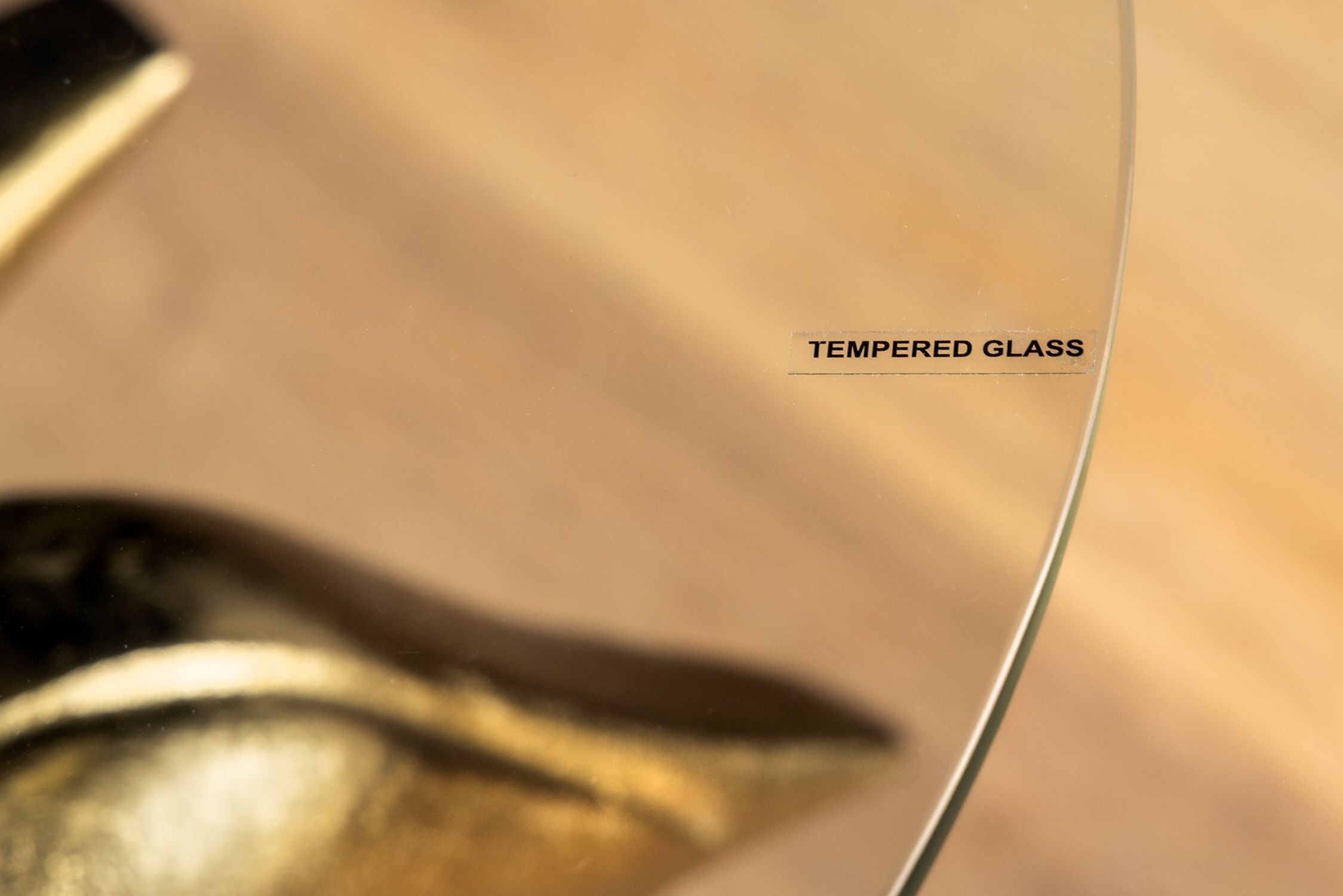 Beistelltisch Hartglas Metall in Gold 40x42 cm Handarbeit