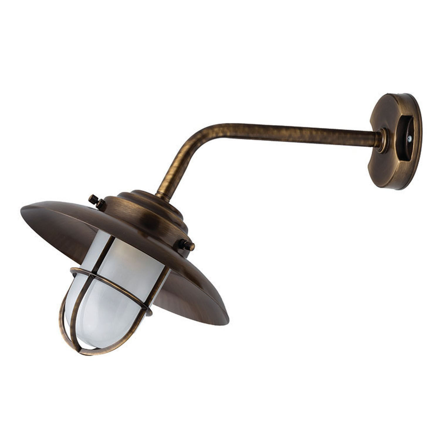 Antike Wandlampe aus Messing IP43 Maritim in Antik