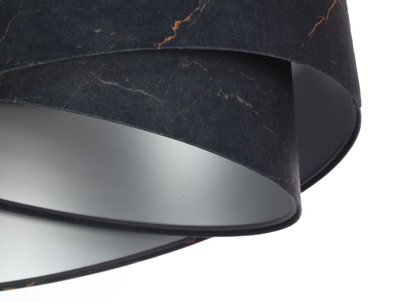 Hängeleuchte Schwarz Silber E27 D: 50 cm Stoff Velours Optik