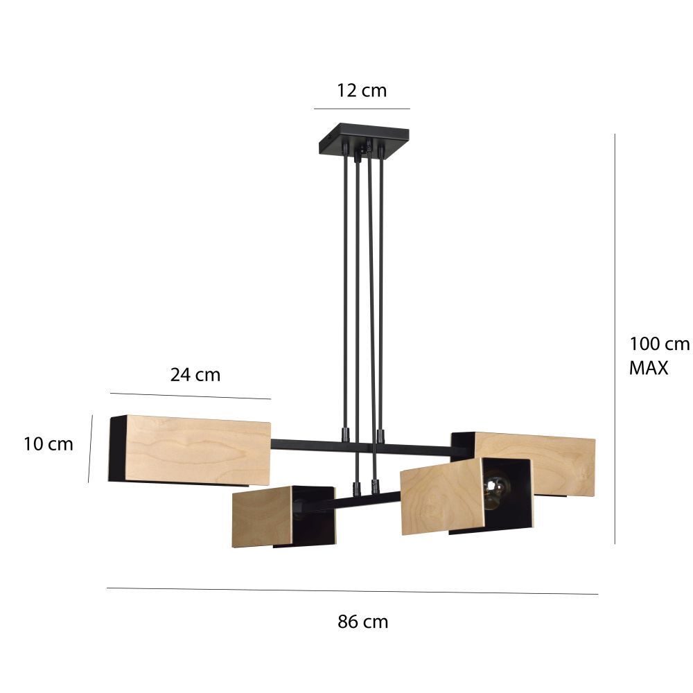 Hängelampe Holz Metall verstellbar Skandinavisch