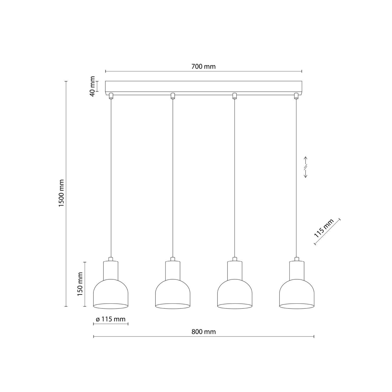 Hängeleuchte Metall Holz E27 Schwarz Holz 4-flammig Diagramm, Handlung