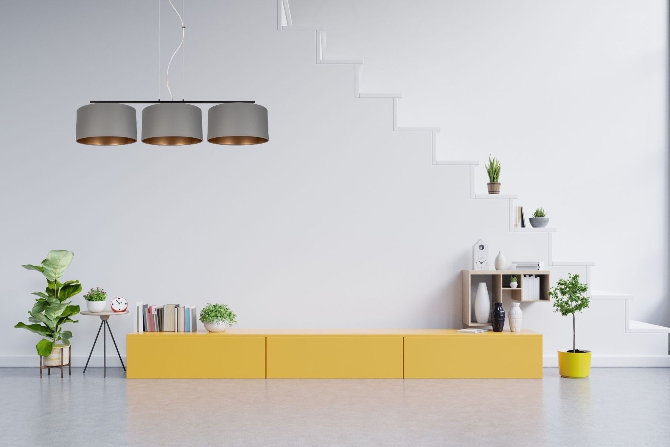 Gemütliche Hängelampe Stoff Grau Gold E27 100 cm lang Innenarchitektur, Pflanze, Pflanze im Topf, Mauer, Lampe