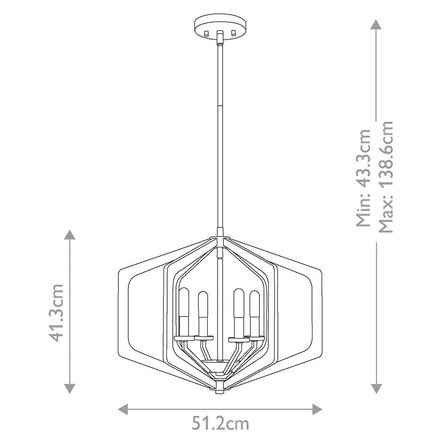 Rustikaler Kronleuchter Schwarz Antik Metall B: 51,2 cm 4x E14