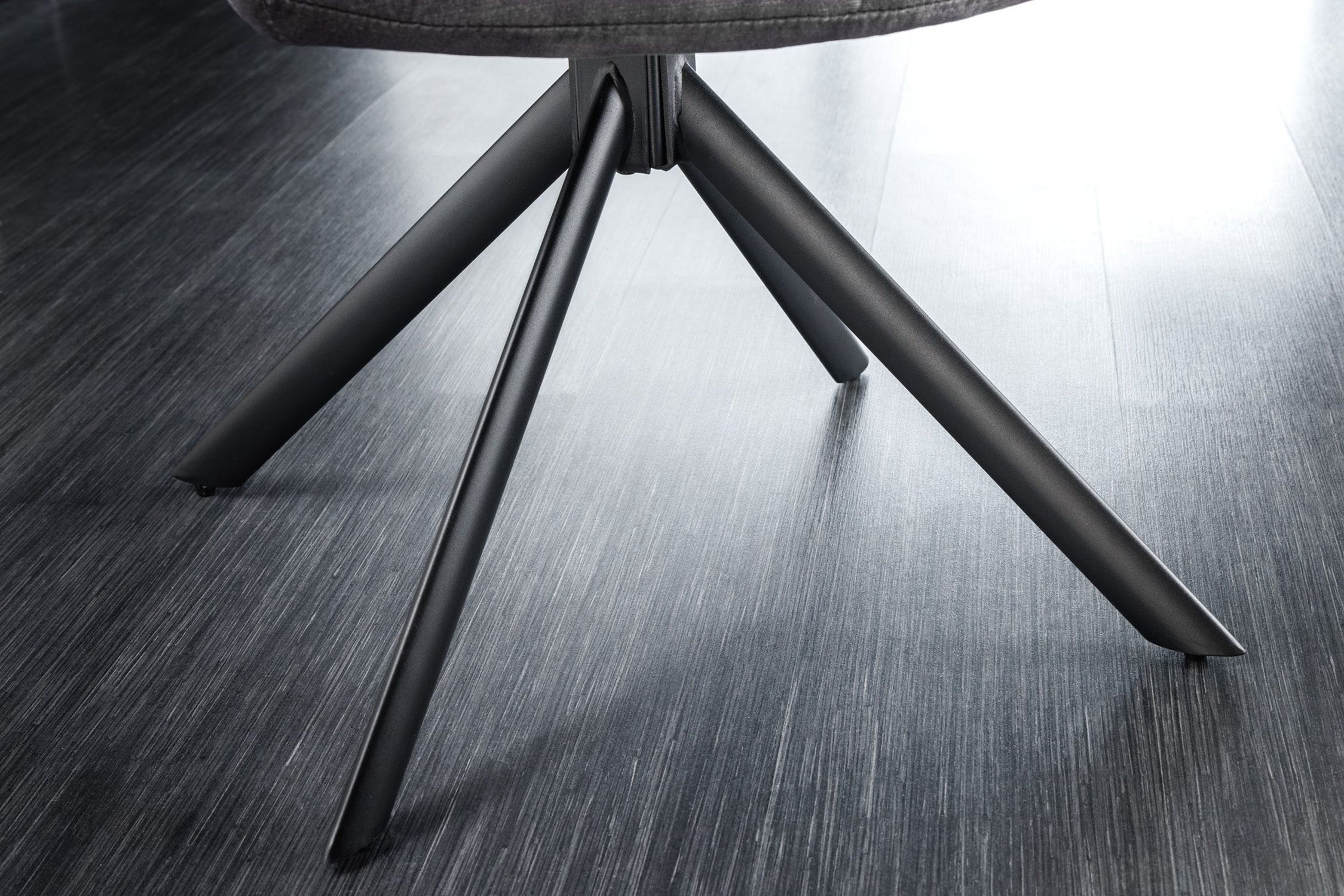 Bürostuhl Samt Metall Grau Schwarz ohne Rollen Moebel