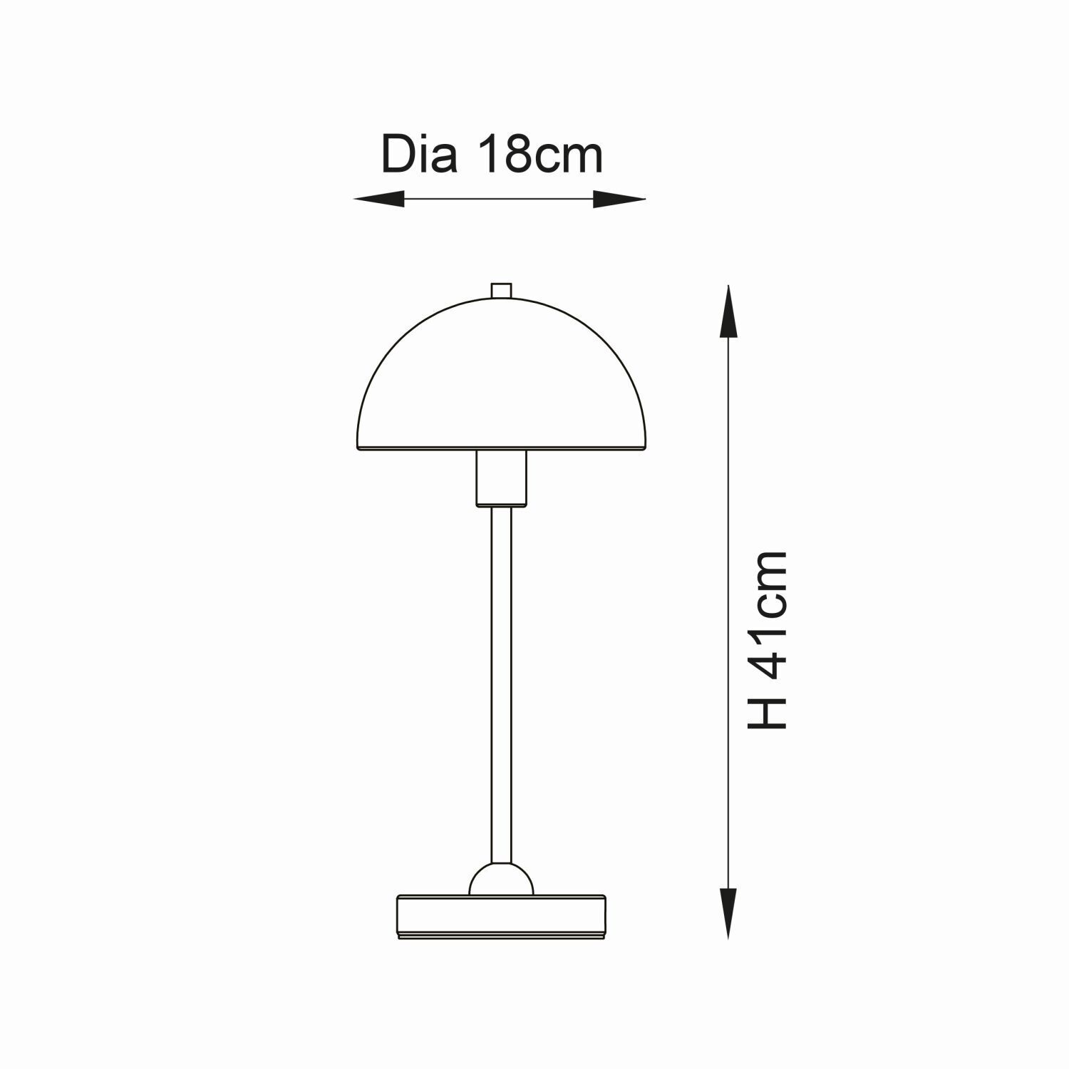 Pilzleuchte Schwarz Metall 41 cm Kabelschalter E14 ALFIE