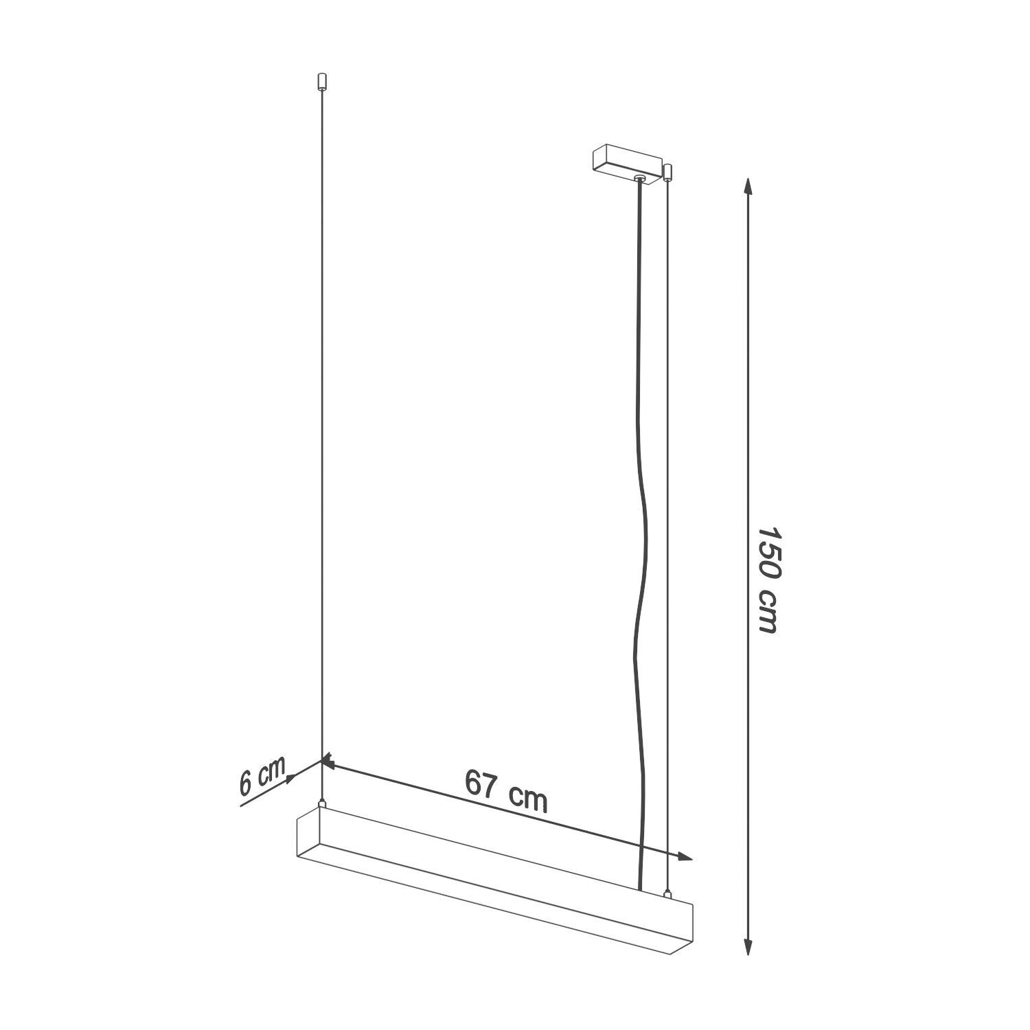 Schwarze Pendelleuchte LED Metall 67 cm länglich 4000 K