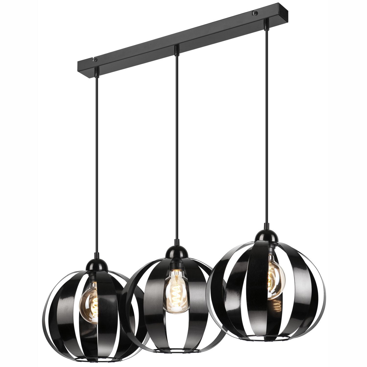 Pendelleuchte Schwarz Metall 3-flammig E27 verstellbar