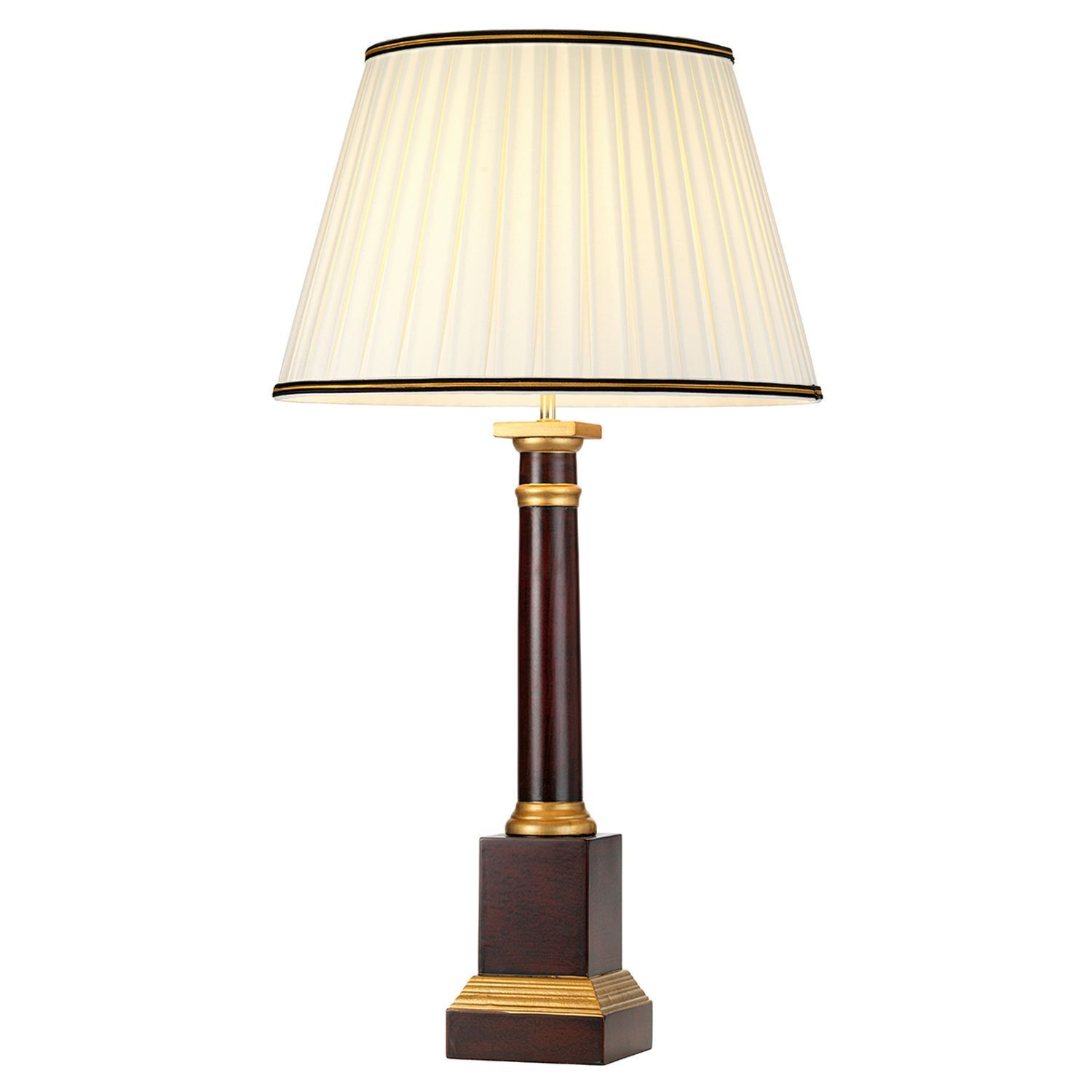 Tischlampe Stoff Holz 83 cm hoch E27 in Rostbraun Creme