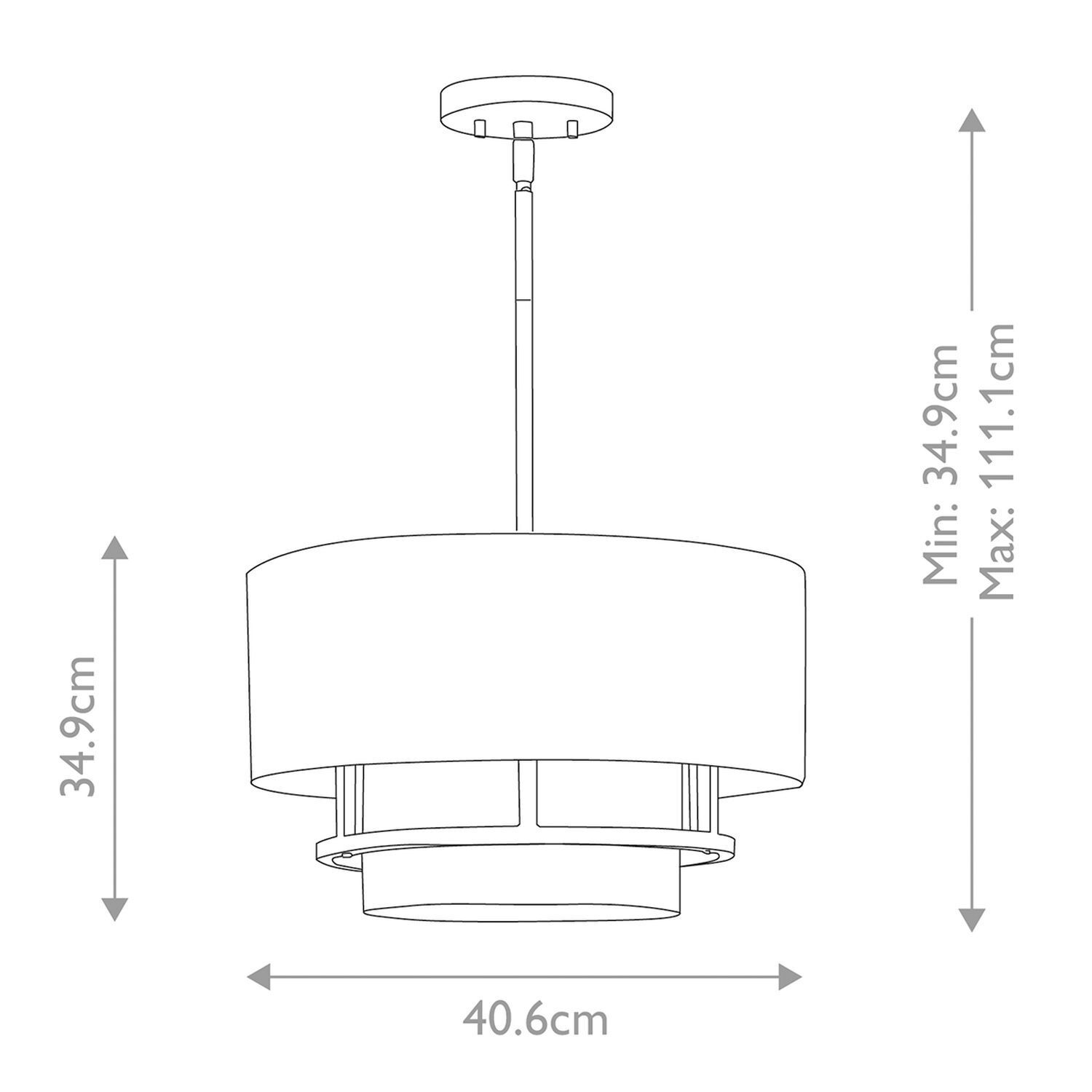 Deckenleuchte Stoff Metall rund Ø 40,6 cm 3x E14 Weiß Nickel