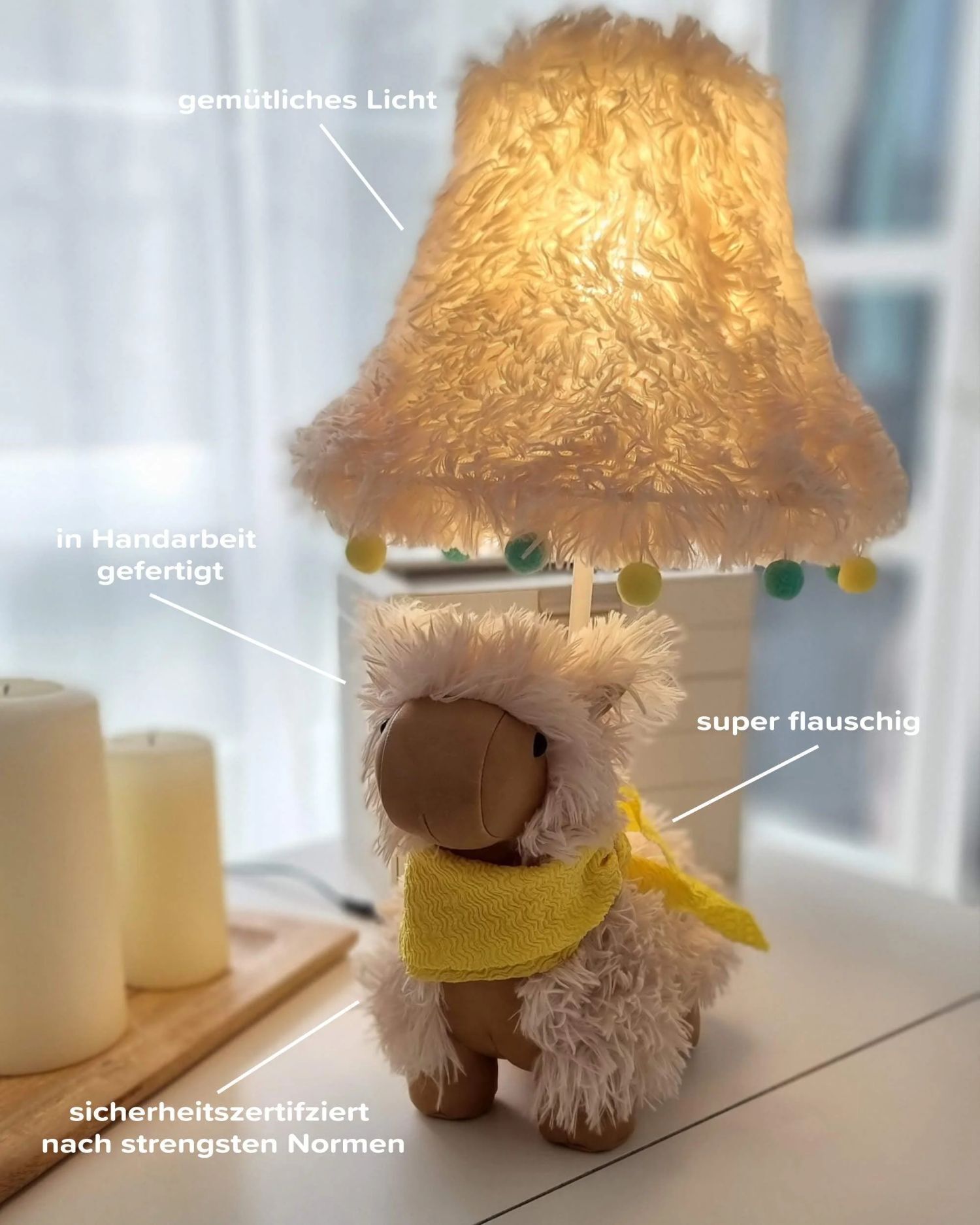 Kinderzimmerleuchte LED 48 cm hoch Alpaka vegan niedlich Lampe