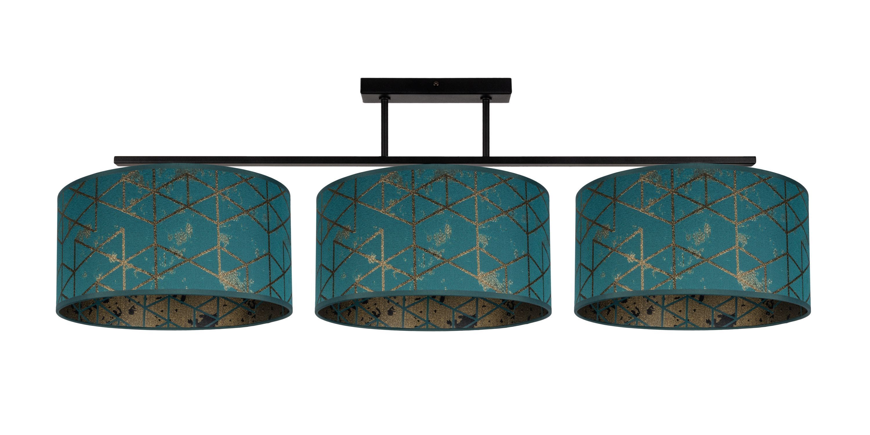 Blendarme Deckenleuchte Stoff Grün Muster E27 3-flammig