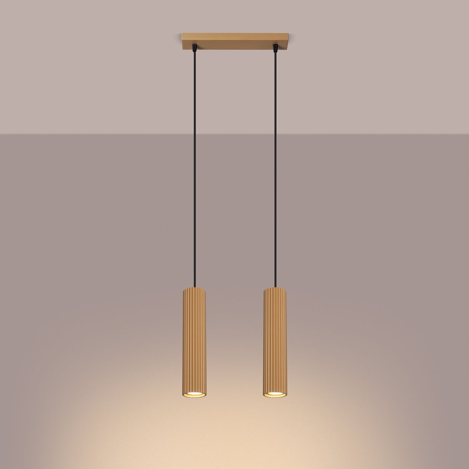 Pendelleuchte GU10 2-flammig aus Aluminium B: 30 cm in Gold Lampe