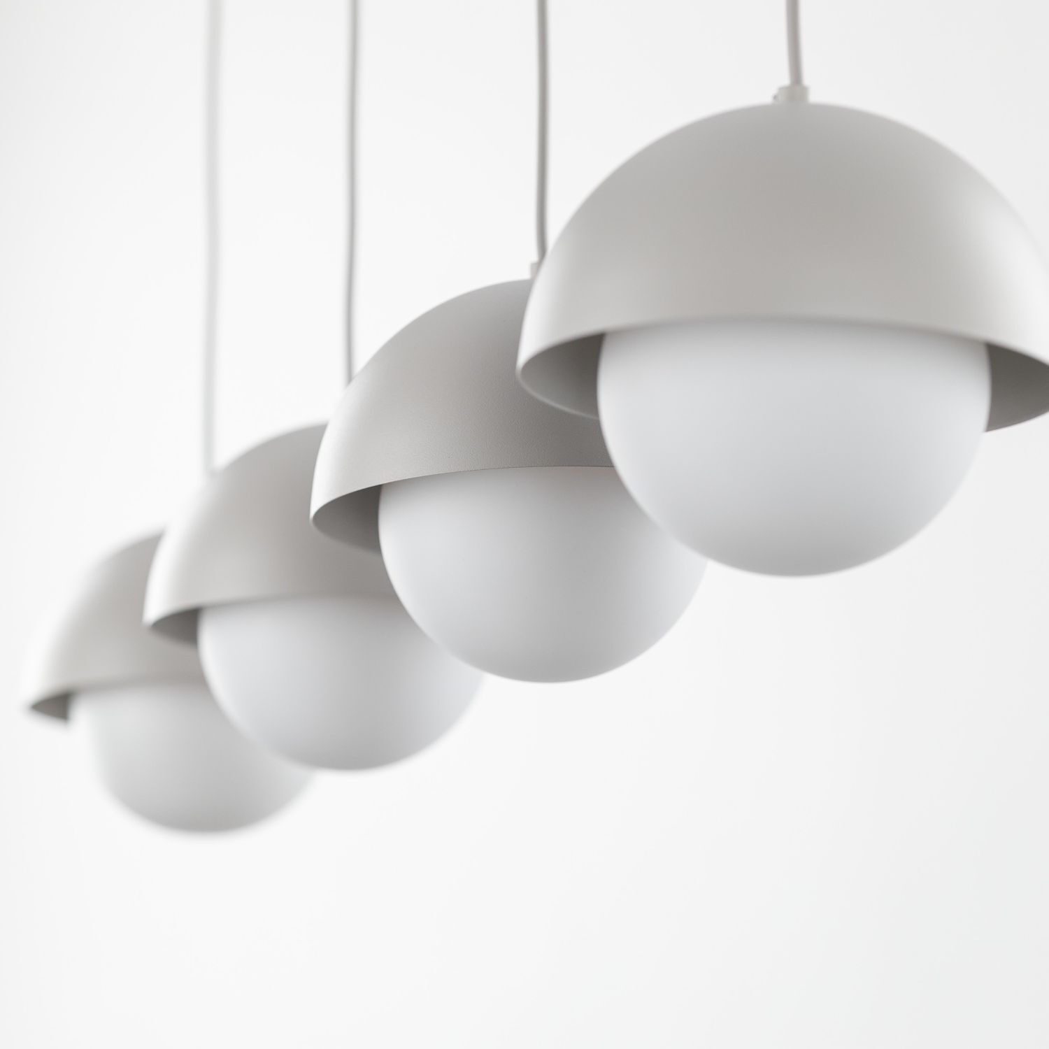 Hängeleuchte länglich 80cm Beige Weiß 4-flammig G9 Glas Metall