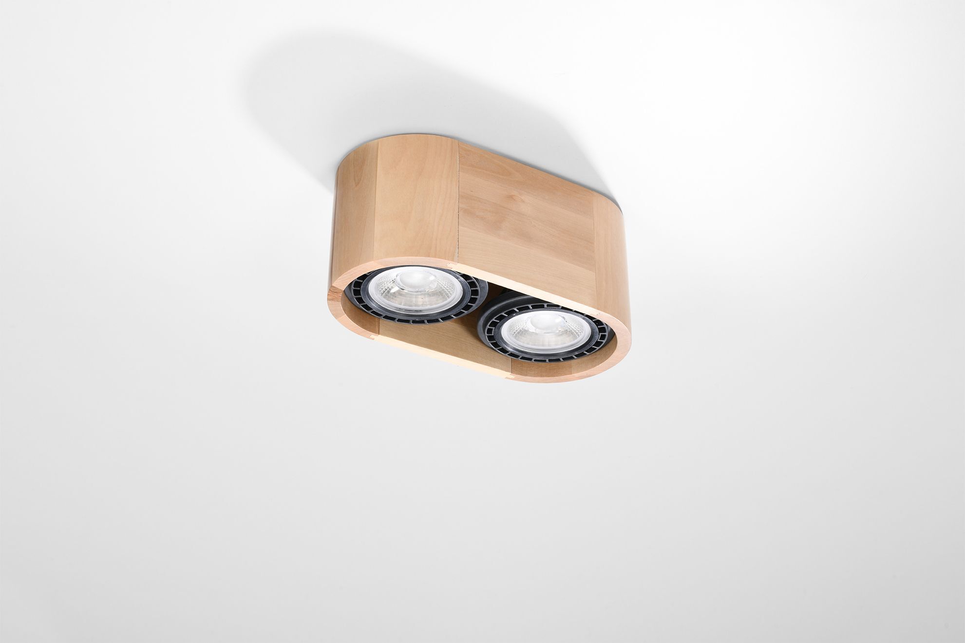 Deckenspot 2-flammig klein Modern Holz wohnlich DIWO