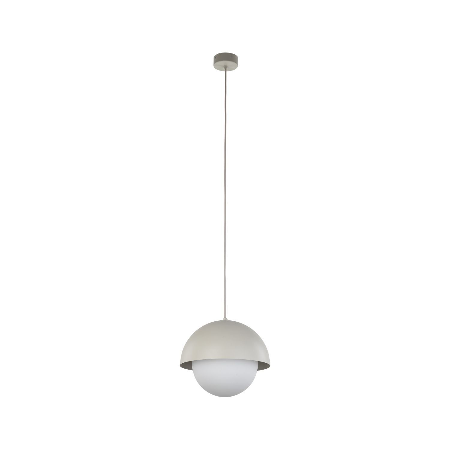 Hängelampe Metall Glas D: 27cm H: max. 160cm Beige Weiß E27 Lampe, Leuchte, Kronleuchter, Deckenleuchte