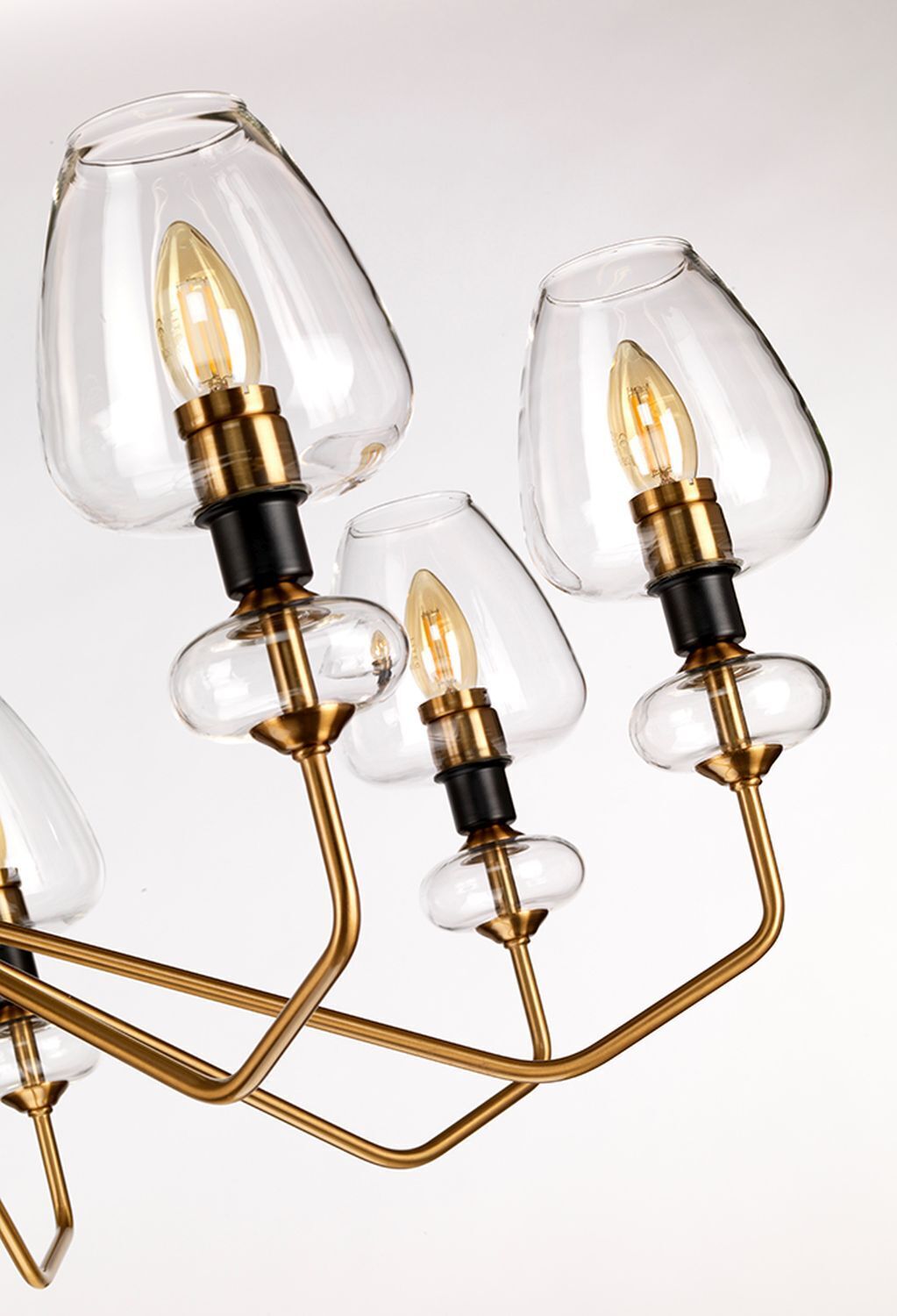 Kronleuchter mit Schirm 8-armig in Messing Schwarz Ø91cm Leuchter, Lampe