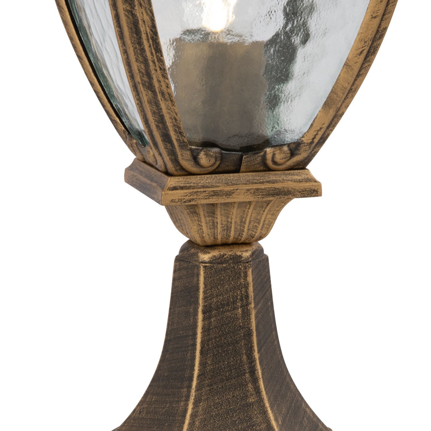 Sockelleuchte Aluminium Glas 48,5 cm IP44 in Gold antik Lampe