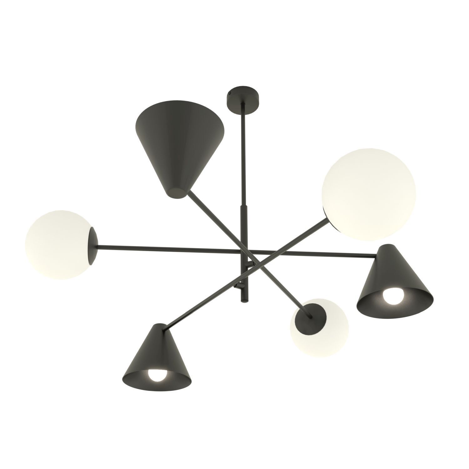 Blendarme Deckenleuchte Schwarz Weiß B:70 cm E14 6-flmg