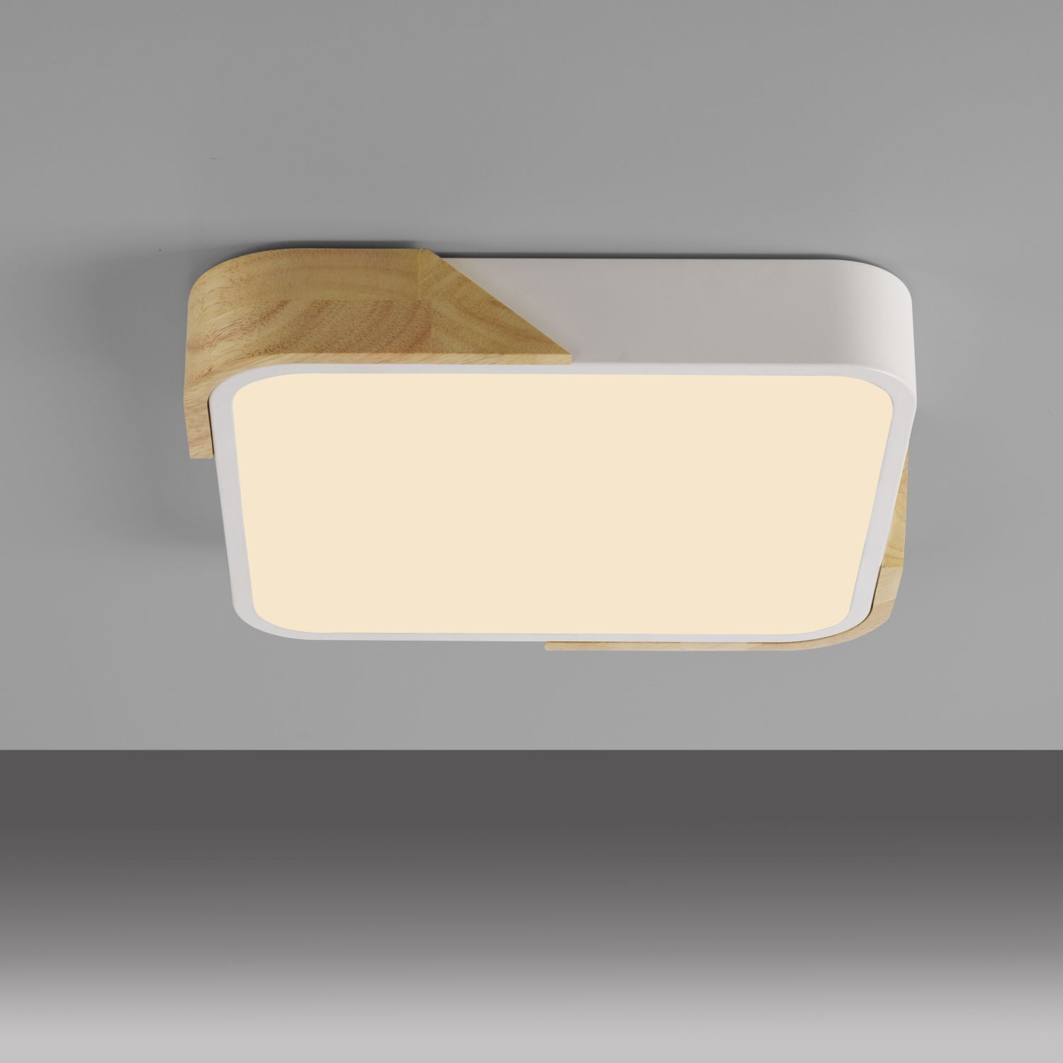 LED Deckenleuchte Holz L:32 cm Weiß Natur 3000 K Deckenleuchte