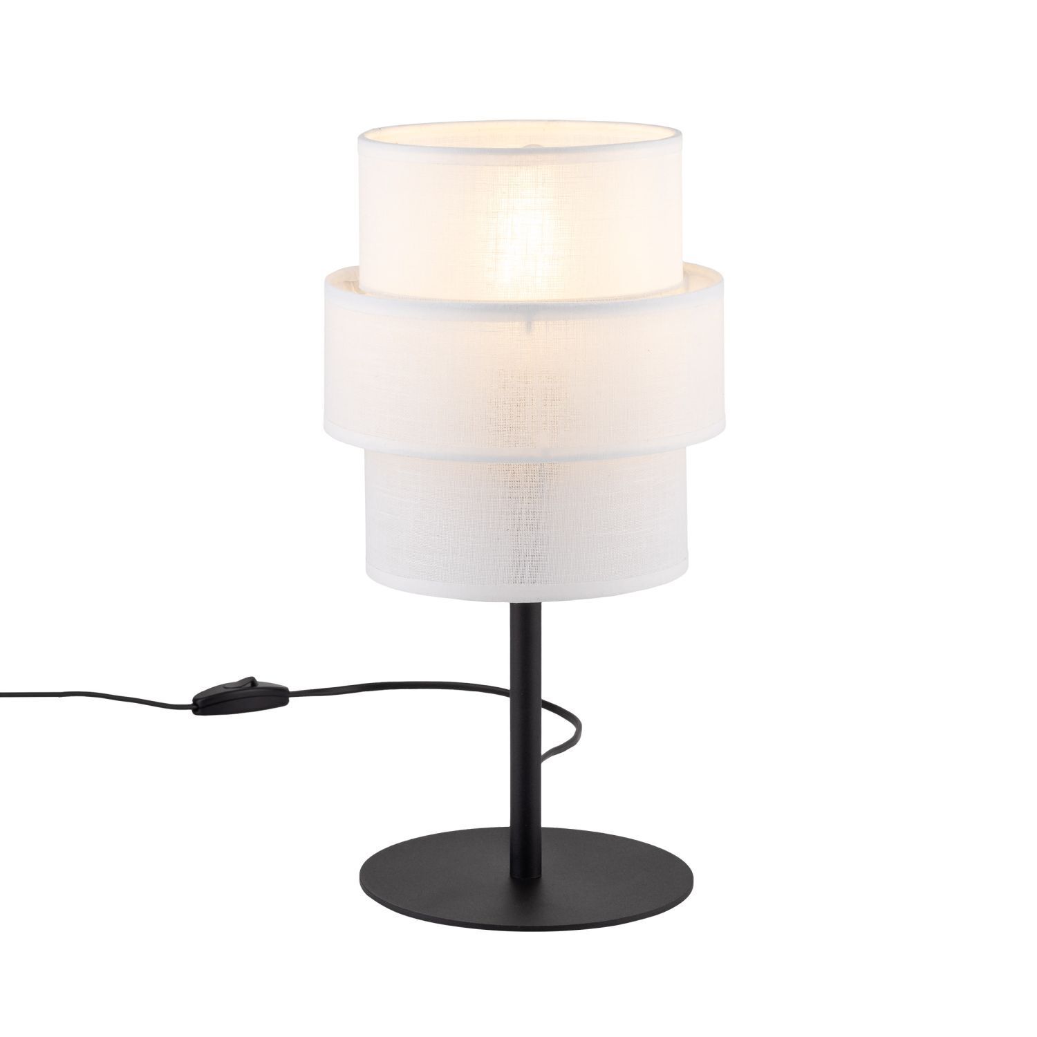 Tischlampe Stoff Metall 38 cm hoch Schwarz Weiß E27