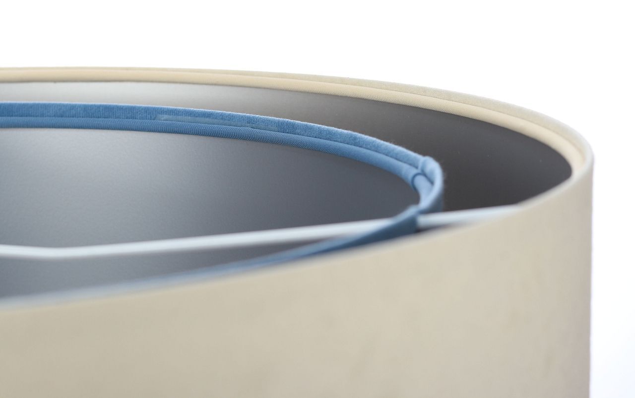 Hängelampe rund D: 50 cm Stoff Creme Blau Silber E27 Modern