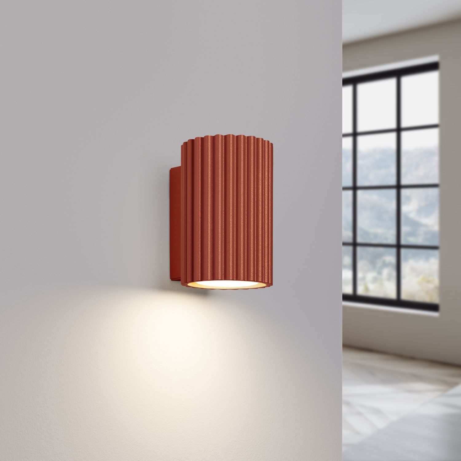 Wandleuchte Rot klein H: 10 cm Aluminium GU10 Indoor Drinnen, Innenarchitektur, Lampe