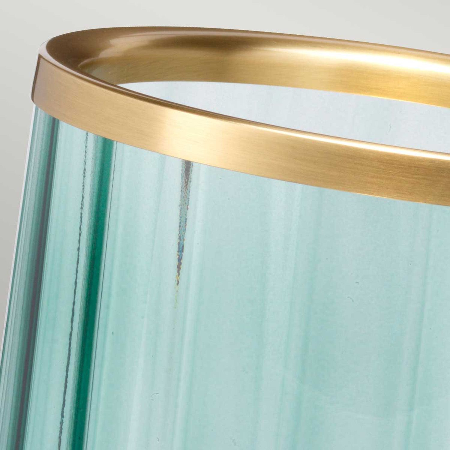 Glasvase, Messingrand, Goldrand, Transparente Glas, Kunstglas