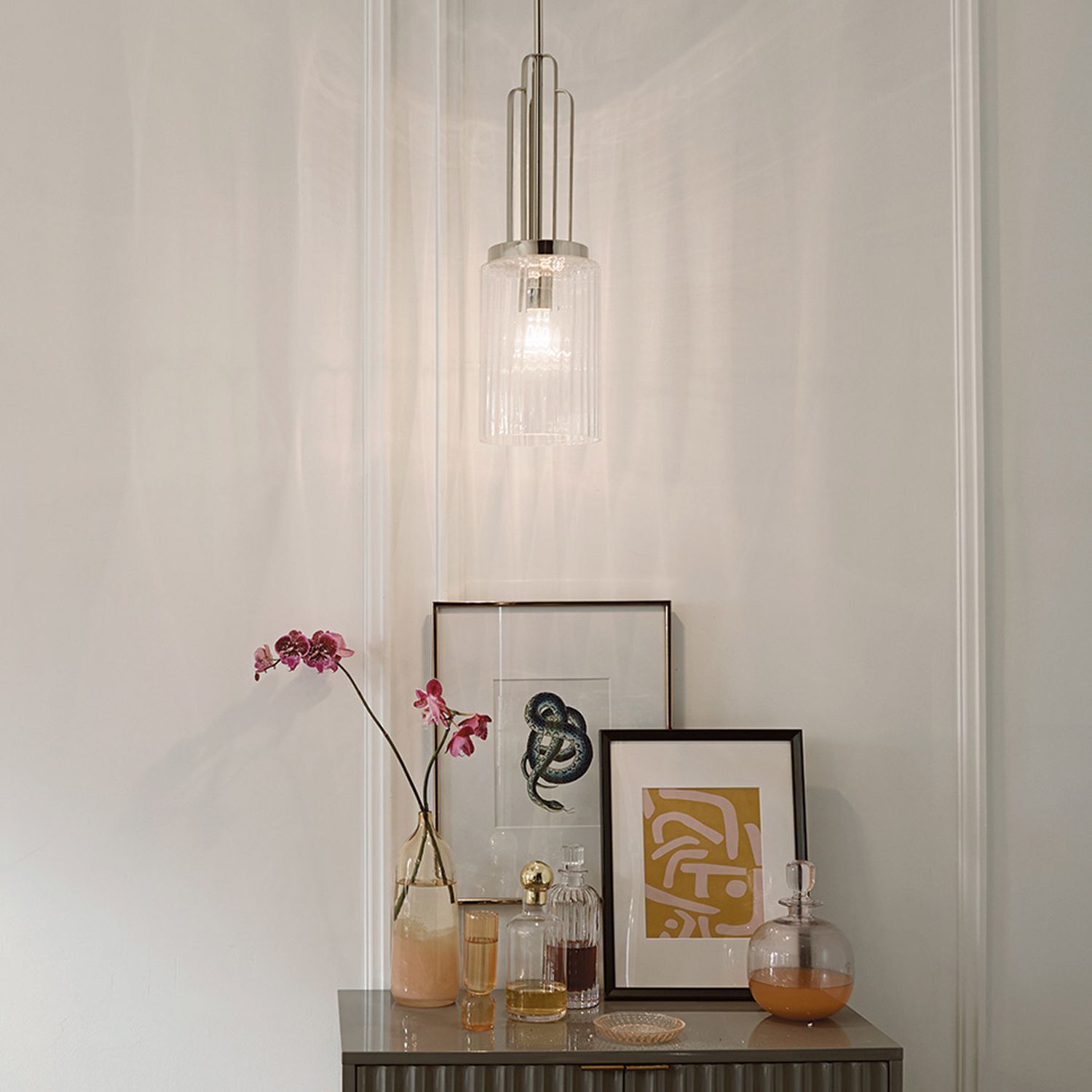 Hängelampe Glasschirm Ø 17,8 cm H: max. 176,5 cm Art Déco