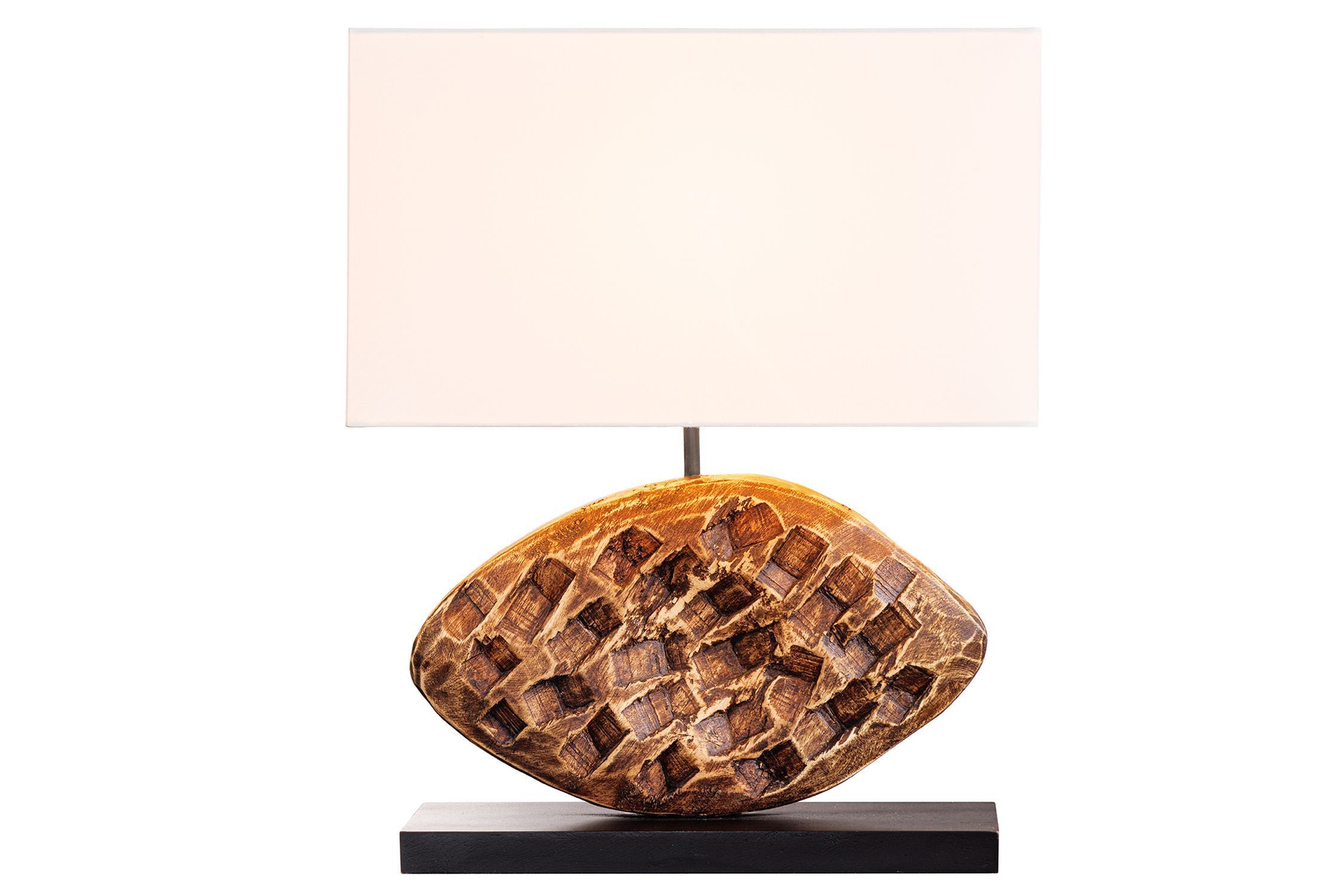 Blendarme Tischlampe Stoff Akazie Kautschuk wohnlich