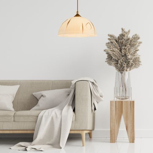 Hängeleuchte Rund Gold Retro Esstisch Glas Lampe