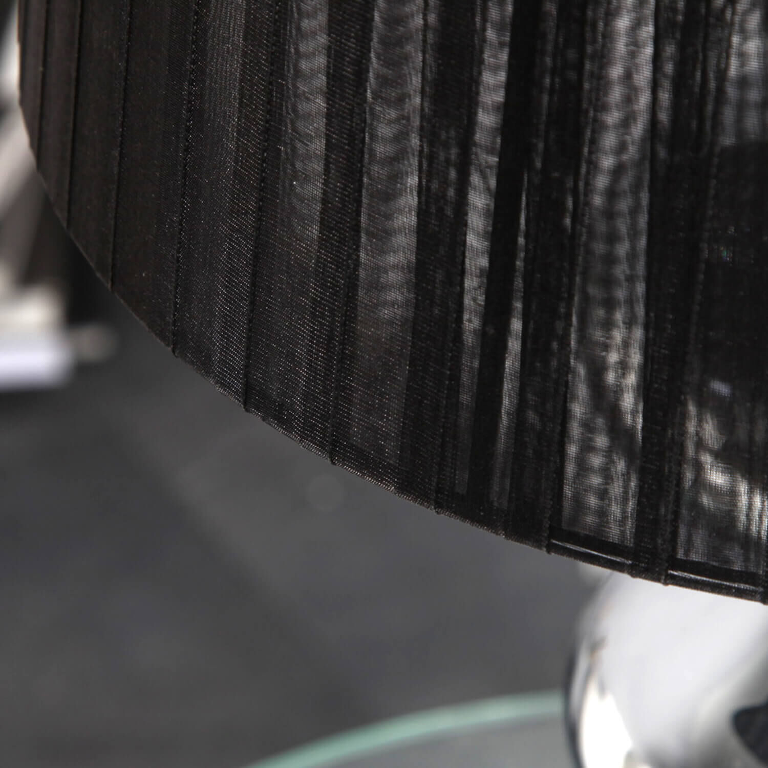 Tischleuchte 50cm Modern Design edel Schwarz Chrom Lampe, Lampenschirm, Tischlampe