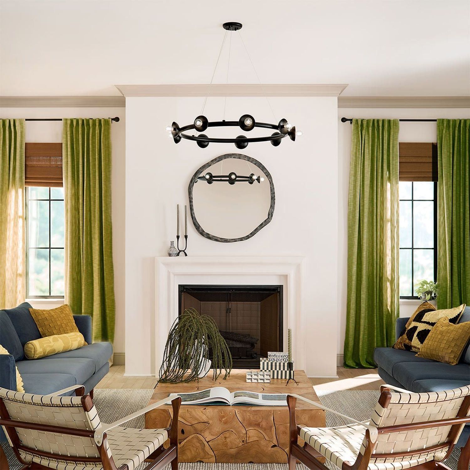 Hängelampe Metall rund D: 87,6 cm H: max. 185,5 cm Schwarz Dekoration für Zuhause, Innenarchitektur, Wohnzimmer, Tabelle, Kissen