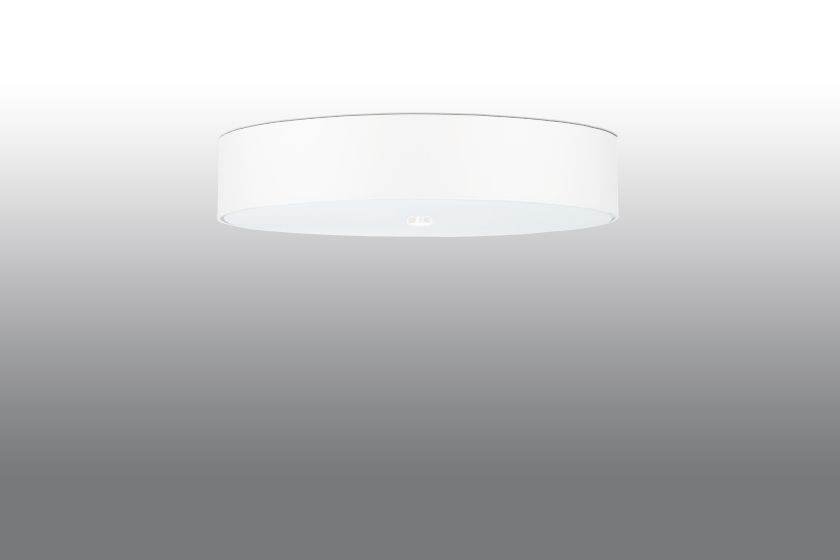 Deckenlampe rund Ø 50 cm Weiß Stoff Glas blendarm 5x E27