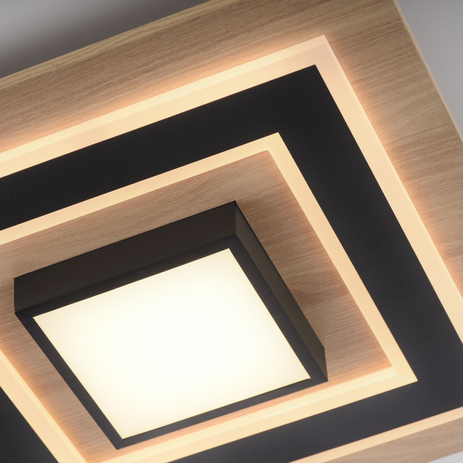 LED Deckenlampe Holz Metall 2150 lm wohnlich blendarm Deckenleuchte