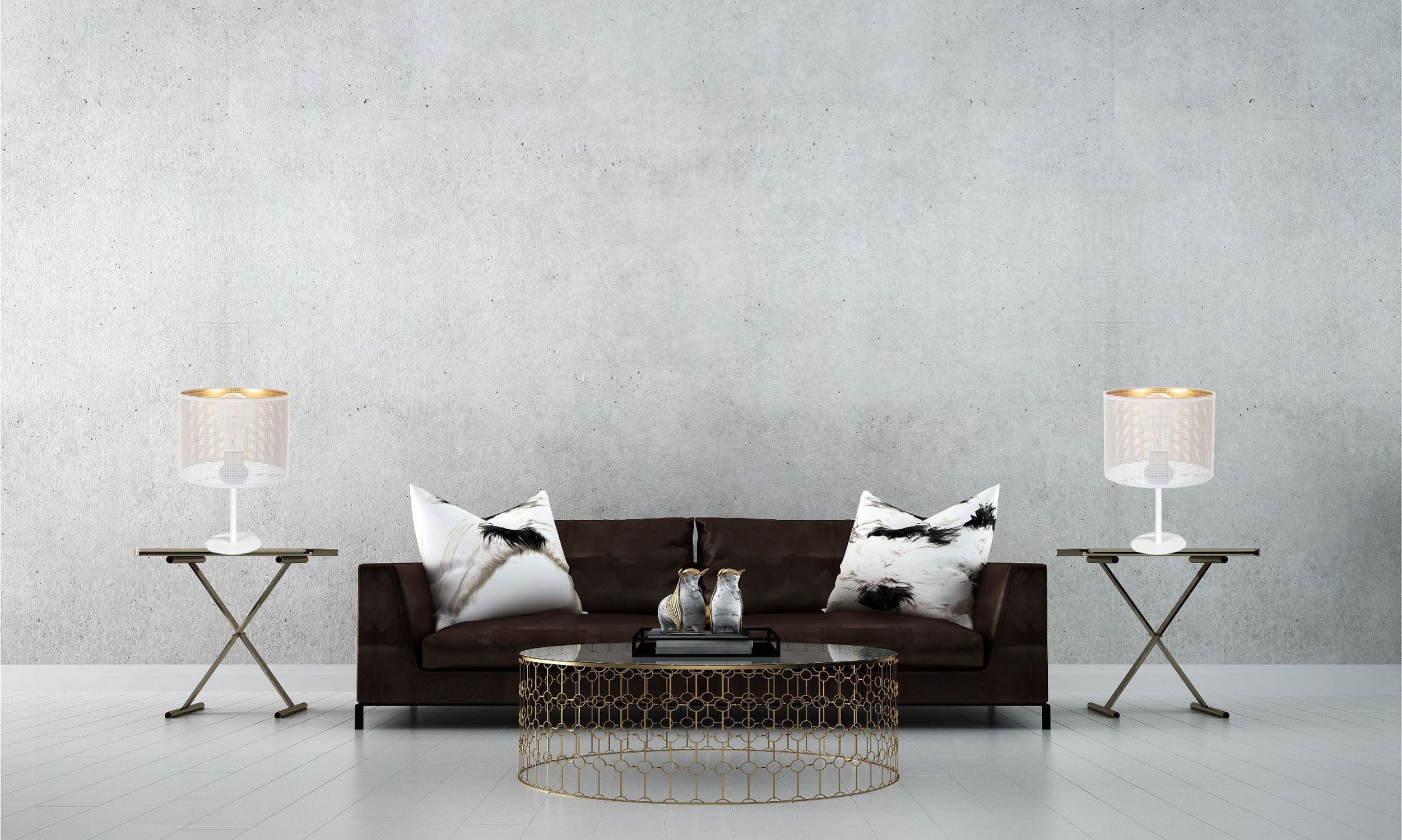 Kleine Tischleuchte Metall Weiß Gold E27 30 cm Loft