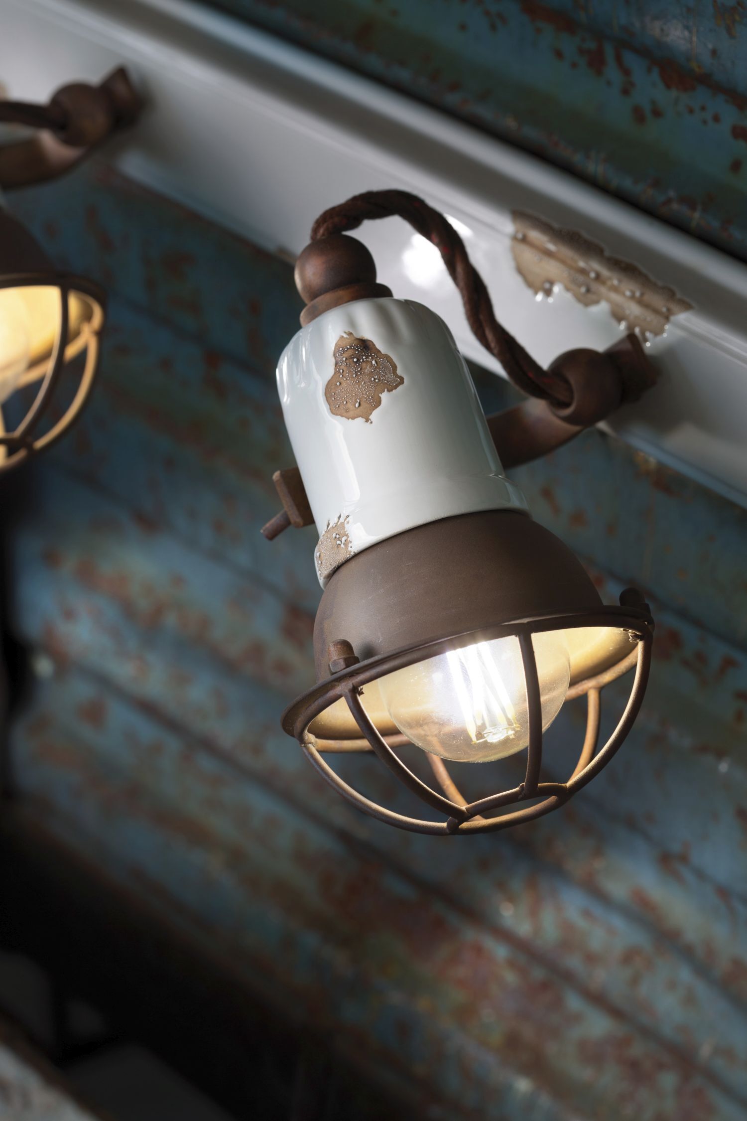 Wandspot Metall Keramik B: 41 cm E14 2-flammig
