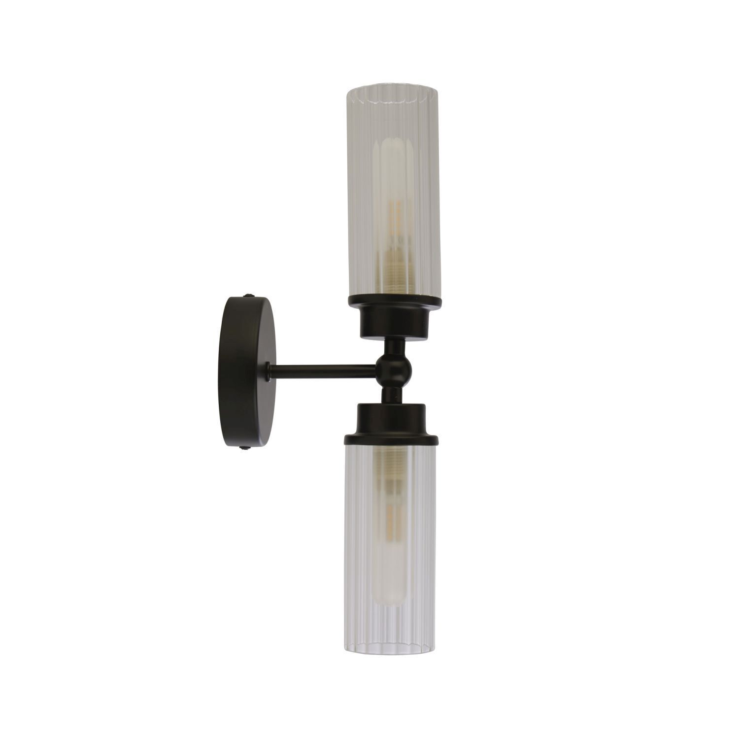 Up Down Wandleuchte Schwarz Metall Glas G9 IP44 H:37 cm