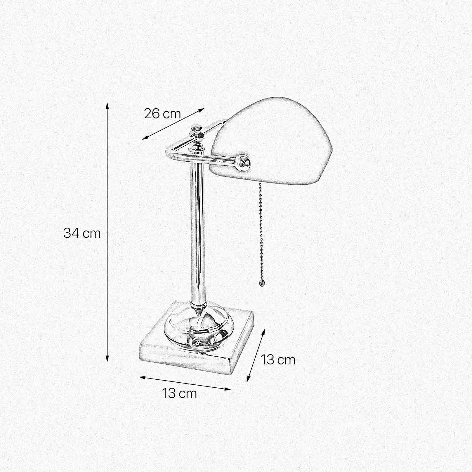 Bankerlampe E27 34 cm Messing Glas Zugschalter schwenkbar