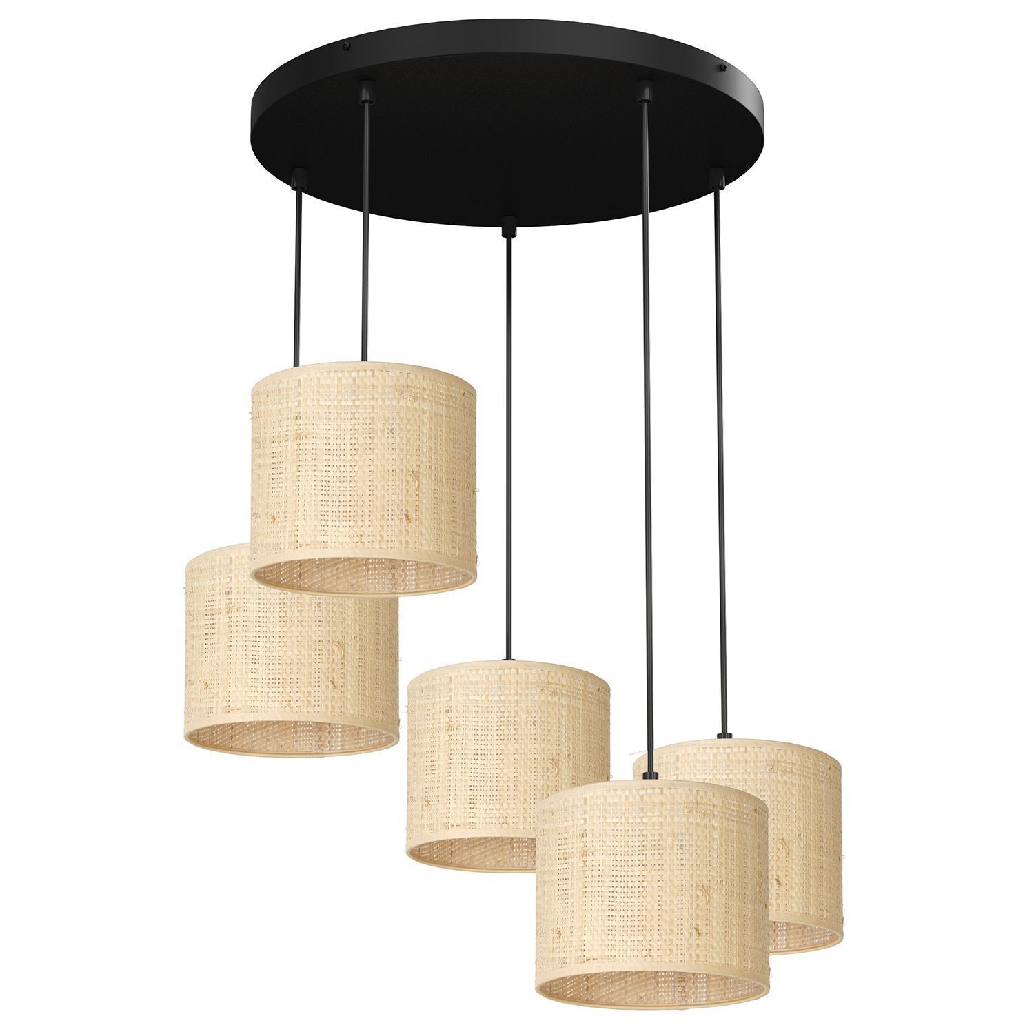 Loft Pendelleuchte Rattan Metall rund Ø58 cm E27 5-flmg
