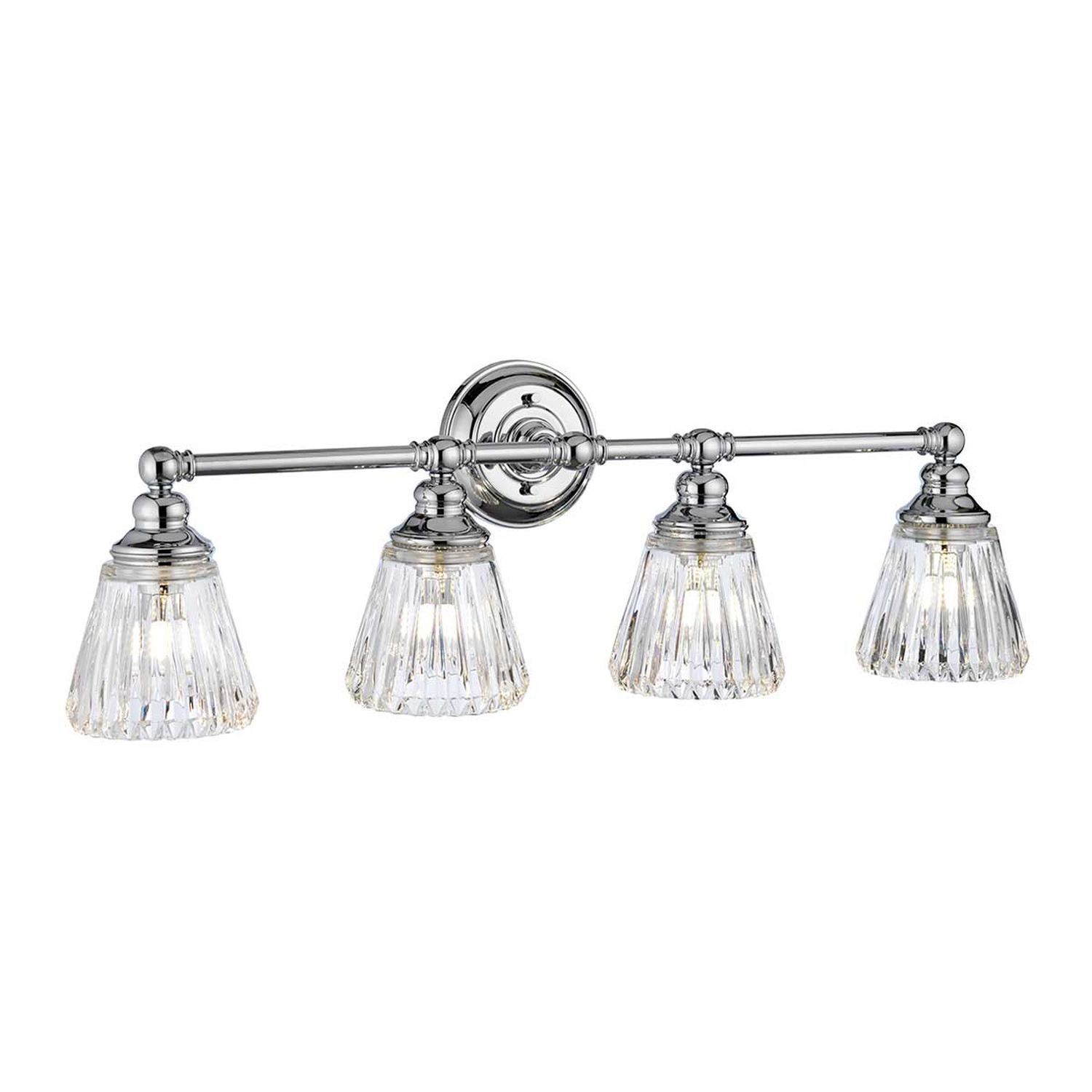 Wandlampe Bad Metall Glas 78,4 cm breit IP44 4x LED G9