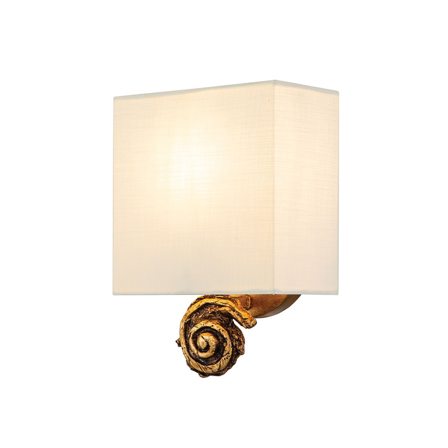 Wandlampe Stoffschirm H: 25,4 cm in Blattgold Weiß