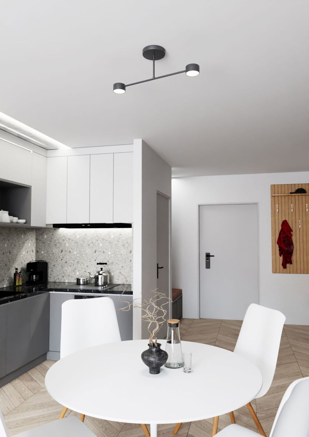 Schwarze Deckenlampe Metall GX53 2-flammig akzentuiert küche, esszimmer, tisch, stuhl, modern