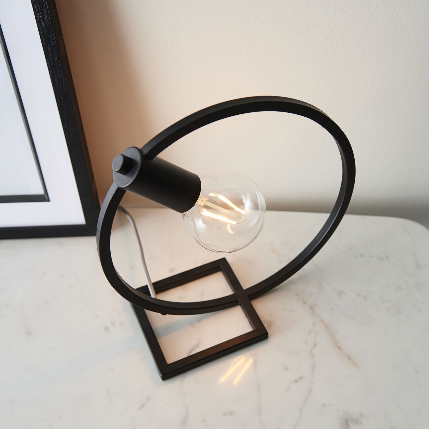 Tischlampe Metall 31,2 cm Schwarz rund Modern für E27