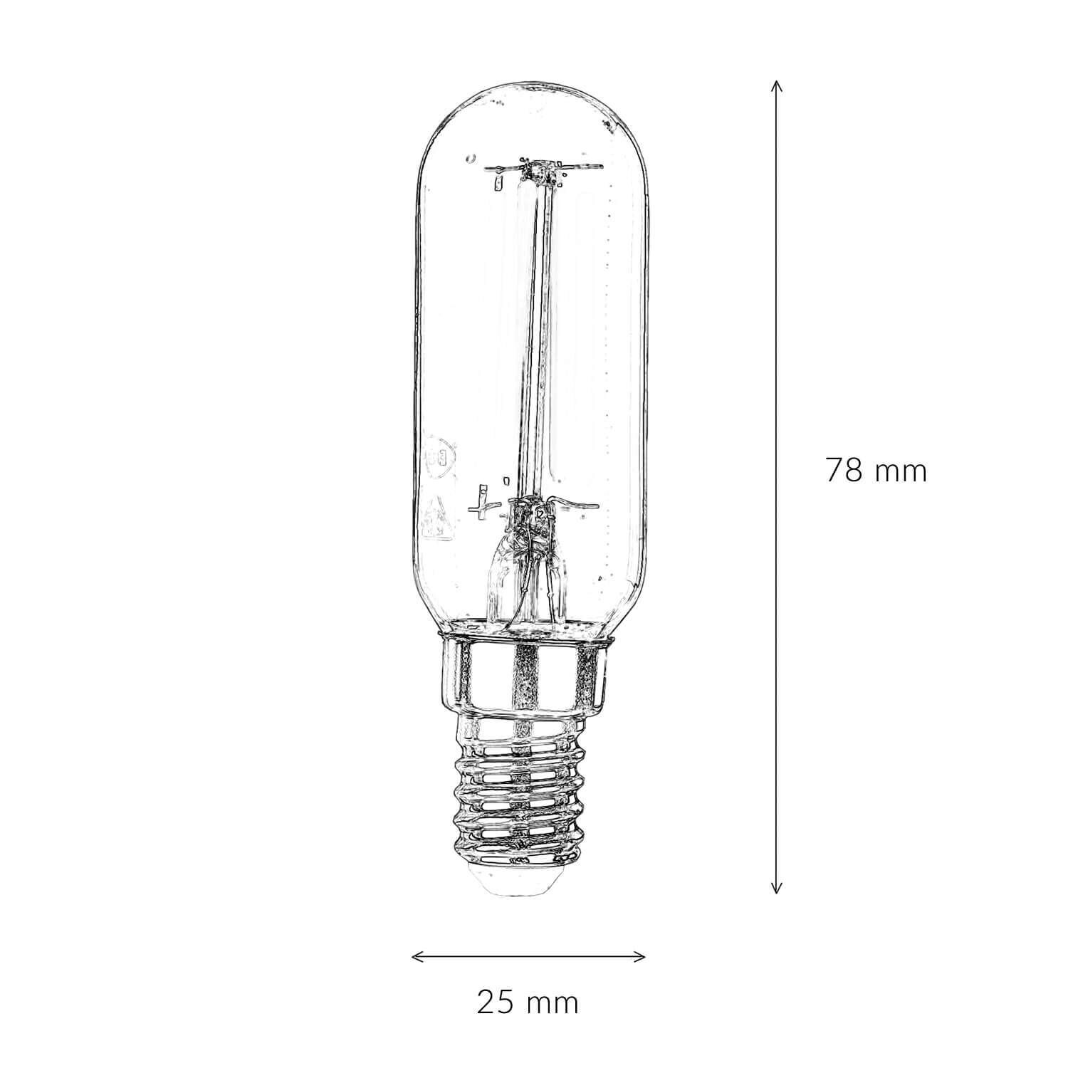 LED Leuchtmittel E14 Filament Edison Lampe 2700 K warmweiß - LM108 Licht, Badezimmer, Drinnen, Zimmer, Duscharmatur