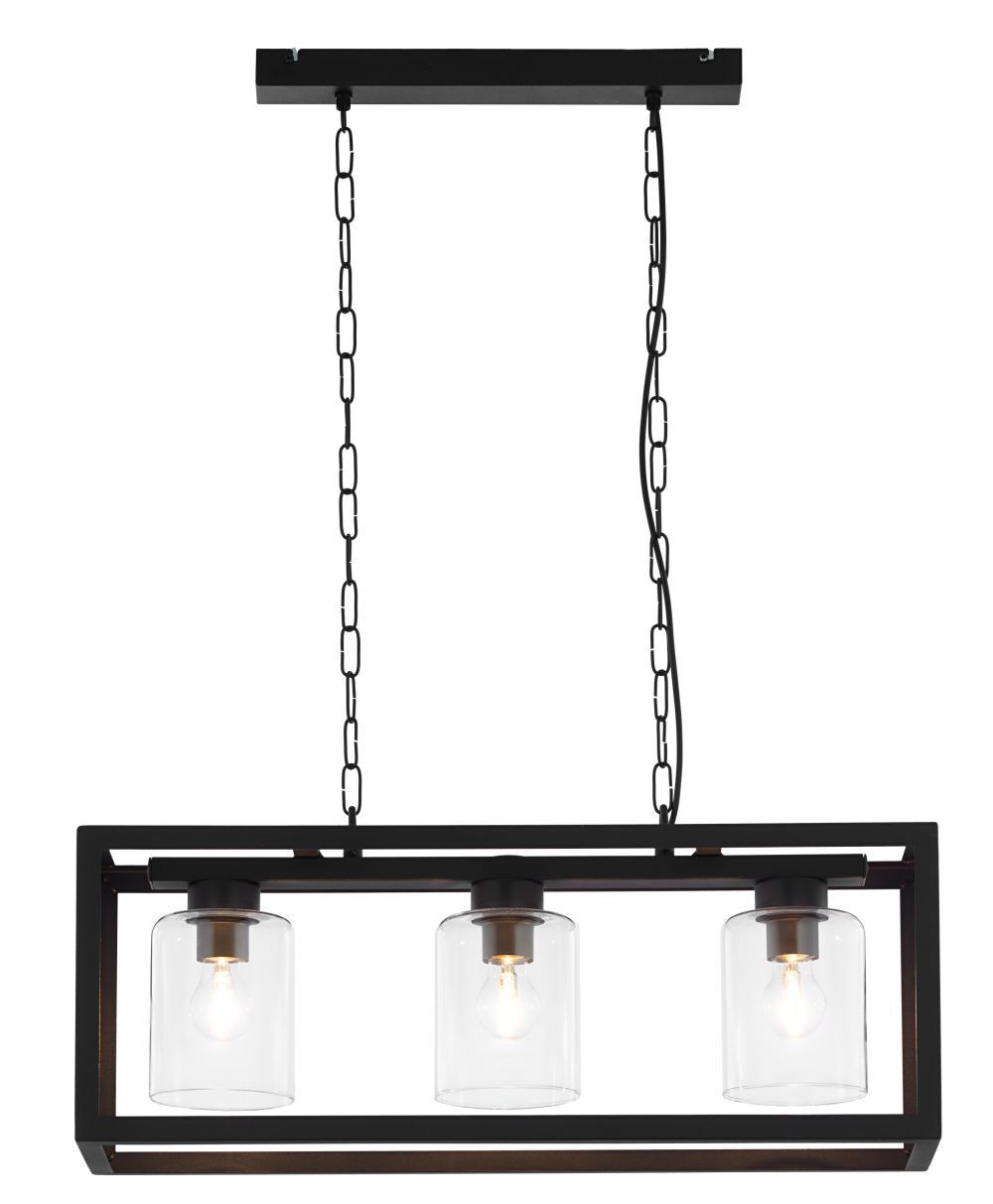 Loft Pendelleuchte Metall Glas 3-flammig stilvoll