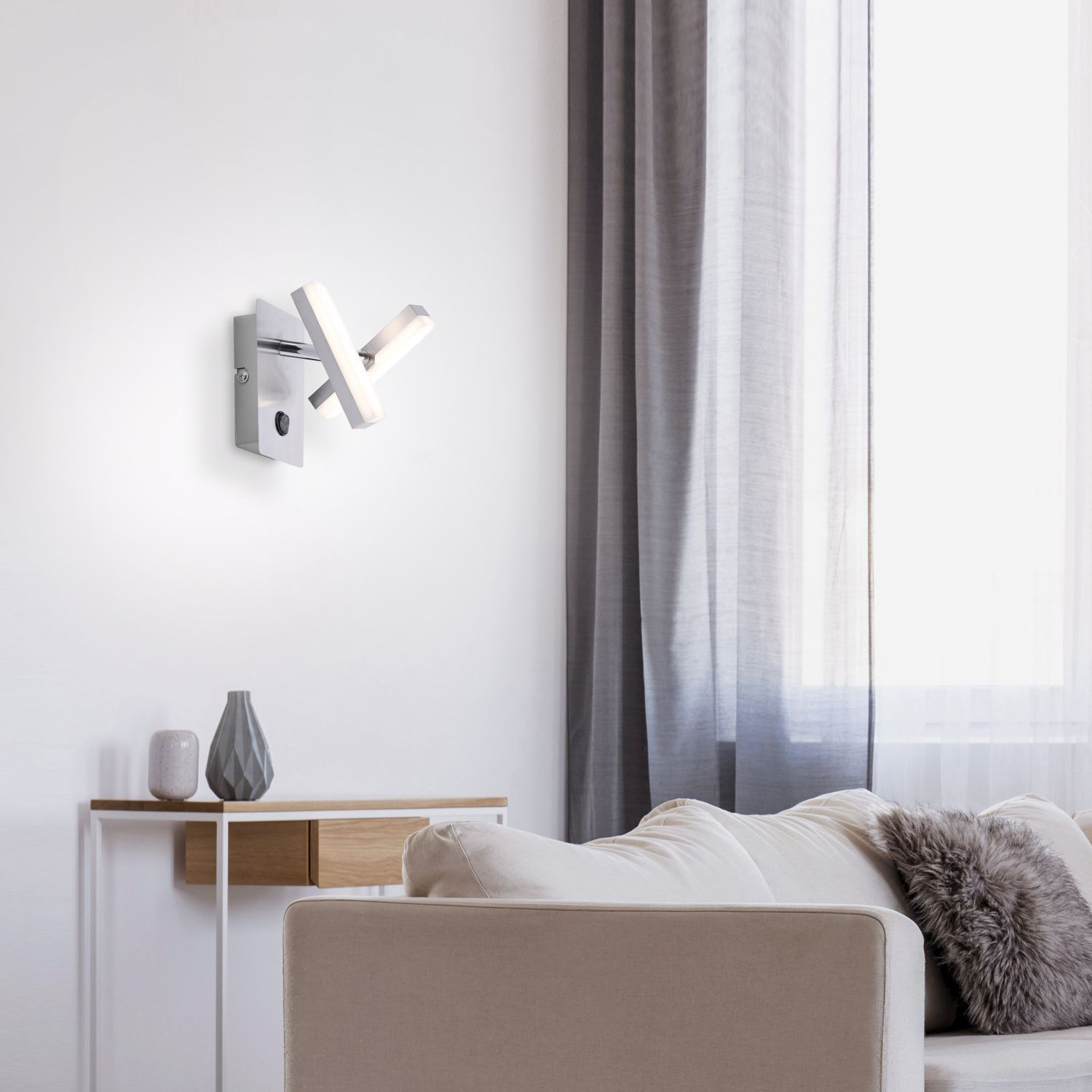 LED Wandspot in Stahl Metall beweglich 225 lm Schalter Dekoration für Zuhause, Drinnen, Innenarchitektur, Kissen