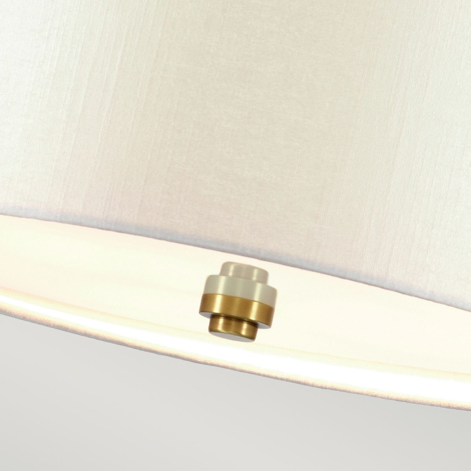 Hängelampe rund Ø46cm Stoffschirm Creme Messing antik