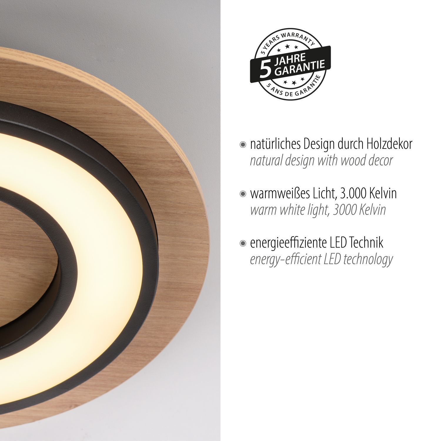 LED Deckenlampe Holz Metall 3000 K wohnlich blendarm LED Deckenlampe Holz Metall 3000 K wohnlich blendarm